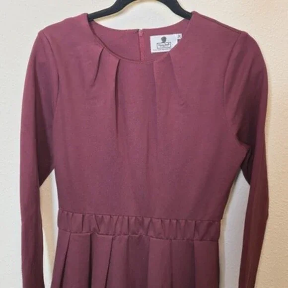 Dainty Jewell’s Burgundy Modest Midi Dress Women’s M Long Sleeve Fit & Flare - Picture 4 of 10